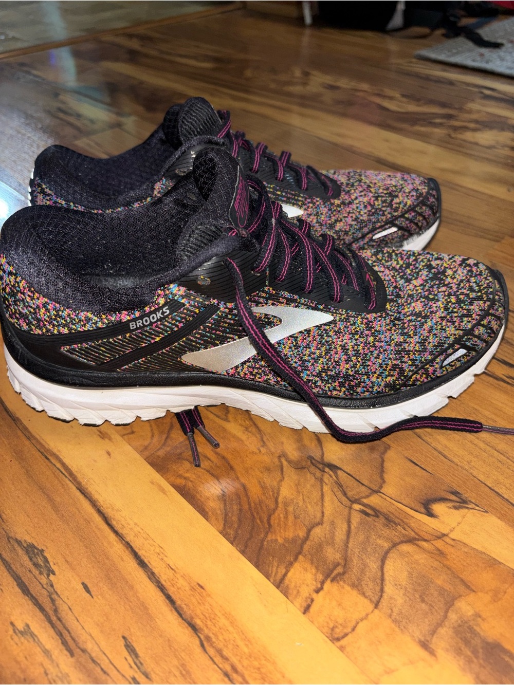 Brooks Multicolor Knit Running Shoes with Black and Magenta Details